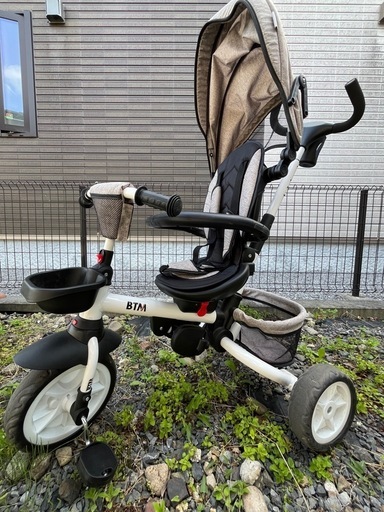 三輪車　折りたたみ　サンシェード　かご付き