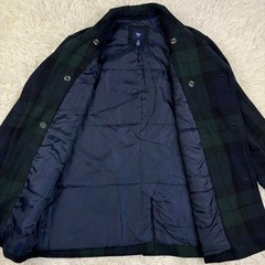 GAP ギャップ オールド ピーコート ウール チェック柄 80s メンズ L緑の画像