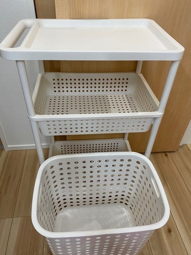 最終値下げ！名古屋引取限定! 金属製 キッチンバスケットスタンド 3段 美品 名古屋引取限定!取り外し可能 金属製 キッチンバスケットスタンド 3段 美品