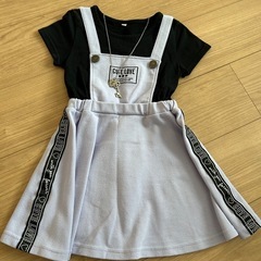 黒と薄紫のサロペット風ワンピース　120cm