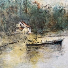 真作】絵画 額装済み ベルナール・ガントナー French Landscape