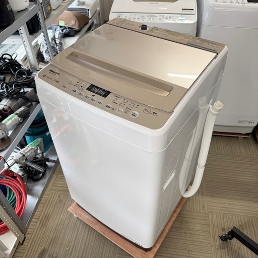 【未使用品‼️】ハイセンス 2024年製 7.5kg全自動洗濯機 静音インバーター制御 高級ガラストップ シャンパンゴールド♪