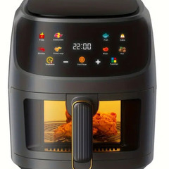 6L 電気エアフライヤーオーブン、透明窓、スマート調理プログラム付き