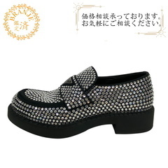 プラダ PRADA 25 ローファー 三角プレート クリスタル ...
