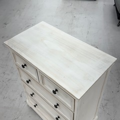 【美品‼️】オシャレ♪ ロココ調 60cm幅4段チェスト タンス 衣類収納家具 木製ホワイト♪の画像