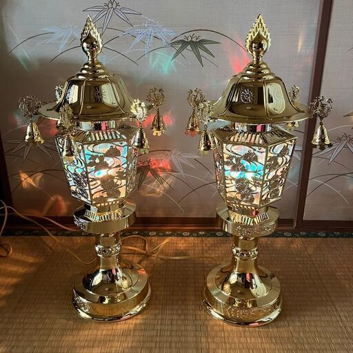 盆提灯 霊前灯　18号　鈴付　ゴールド