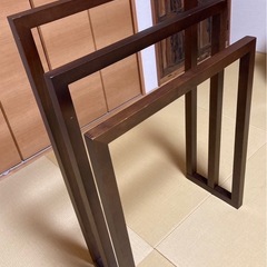 木製タオル掛け 3段式　ダークブラウンの画像