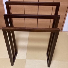 木製タオル掛け 3段式　ダークブラウン