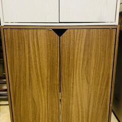 Bon Furniture キューブボックス 扉付き 収納棚 スタッキングラック マルチラック スタイリッシュ Cタイプ ホワイトの画像