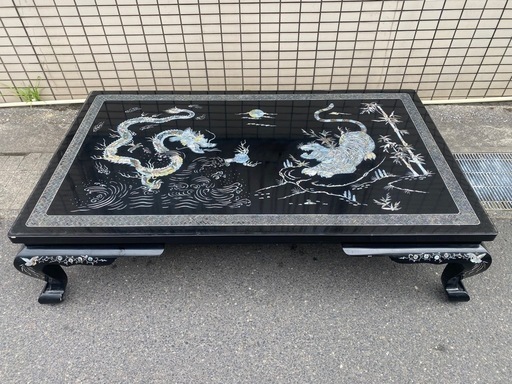 螺鈿細工 座卓 ローテーブル センターテーブル 黒漆 漆塗り