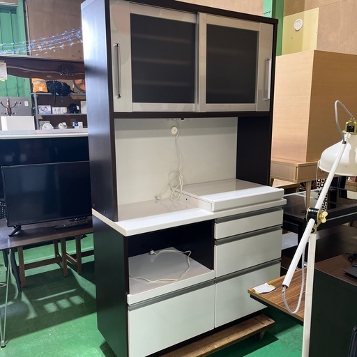 ミドルレンジボード 白エナメル 幅75㎝ キッチンボード 食器棚