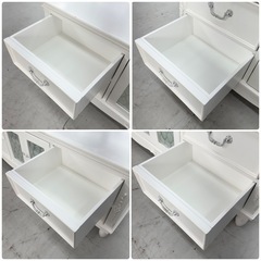 【美品‼️】オシャレ♪ 輸入家具 ハンプトンⅡ ロココ調 150cm幅ローボード テレビ台 リビング収納家具 マホガニー材 ホワイト♪の画像