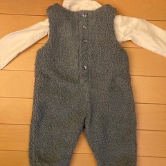 フリース クマ刺繍 オーバーオールの画像