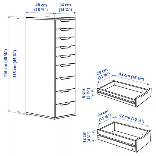 イケア　ALEX アレクス 引き出しユニット（引き出し×9）, ホワイト, 36x116 cm（まとめ買いをご希望の方は、ご連絡くださ