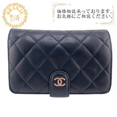 シャネル CHANEL 二つ折り財布 マトラッセ ココマーク ブラック