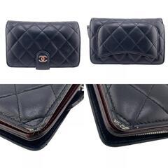 シャネル CHANEL 二つ折り財布 マトラッセ ココマーク ブラック