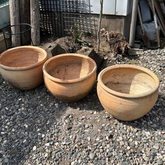 素焼きの植木鉢大３個をまとめてお安くお譲り致します！