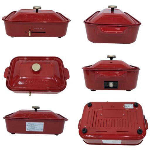 値下げ【中古美品】BRUNO コンパクトホットプレート レッド 25R177 ジ3 BRUNO ブルーノ コンパクトホットプレート BOE021-RD