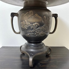 銅製花器 飾り台付き アンティークの画像