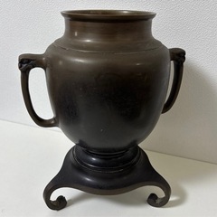 銅製花器 飾り台付き アンティークの画像