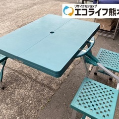 【訳あり特価】チェア一体型折りたたみアウトドアテーブル 4人掛け...