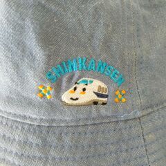 幼児～子供用　SANRIO　帽子　52cm　新幹線　青　中古　送料が高いので取りにこれる方限定の画像