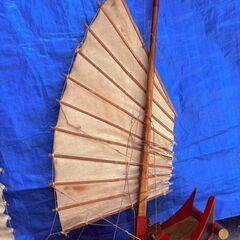 【❗️✨巨大インテリア✨❗️】木製 帆船 模型 ジャンク扱い 約110cm 特大ディスプレイ用ボートの画像
