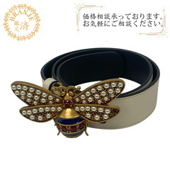グッチ GUCCI ベルト ビー バタフライ 499637 ホワイト