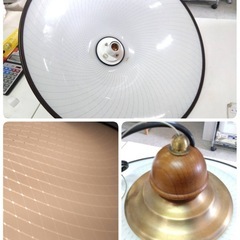 ● National(Panasonic)LKB1696101 天井吊下型 57cm 大きな シェード ダイニング ペンダントライト 直付タイプ 100V/100W 以下対応 レトロ 乳白色 ガラス製 中古 ③の画像