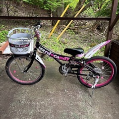 自転車　20インチ　黒　ピンク　カゴ付き