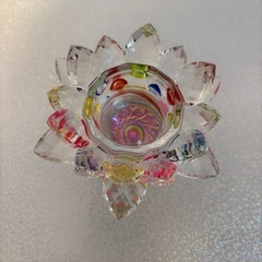 【在庫整理品】蓮の花モチーフ クリスタル風スタンド／直径約12cm／スフィアは非売品／お安くどうぞの画像