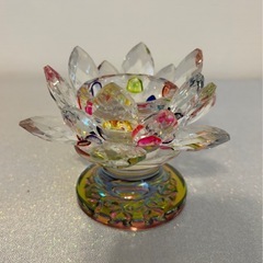 【在庫整理品】蓮の花モチーフ クリスタル風スタンド／直径約12cm／スフィアは非売品／お安くどうぞの画像