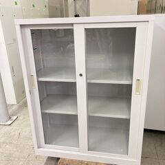 中古　極美品　豊國工業　ガラススチール書庫　 A4　ガラス 引戸...