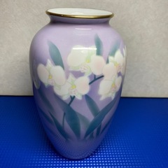深川製磁 色絵彩磁 胡蝶蘭 花生 花瓶