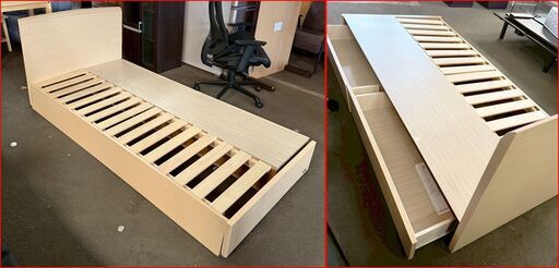 【￥15000-】フランスベッド ベッドフレーム+マットレス シングル 収納付き