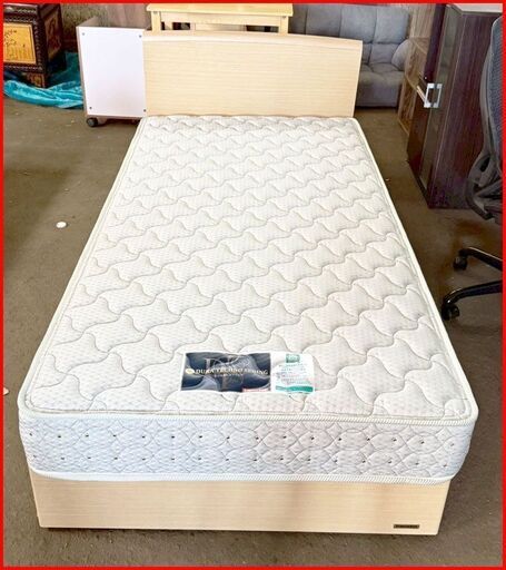 【￥15000-】フランスベッド ベッドフレーム+マットレス シングル 収納付き