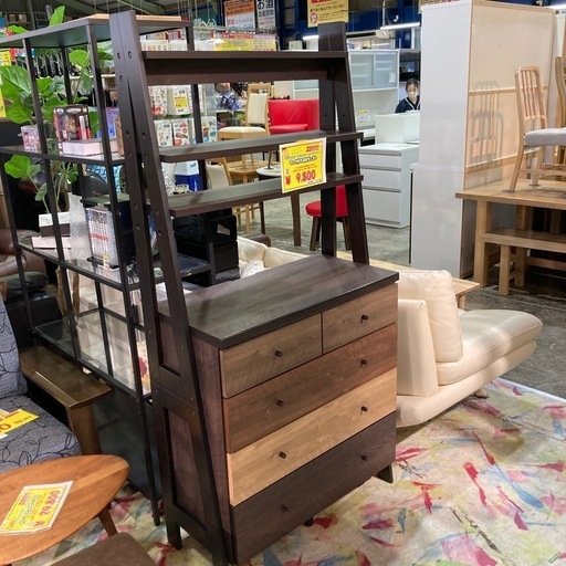 ラック付き4段チェスト