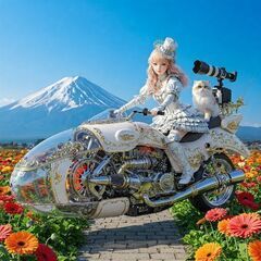 AIで制作した未来的デザインのバイクの画像