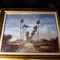 メインデルト・ホッベマ　ミッデルハルニスの並木道　複製名画　額付き