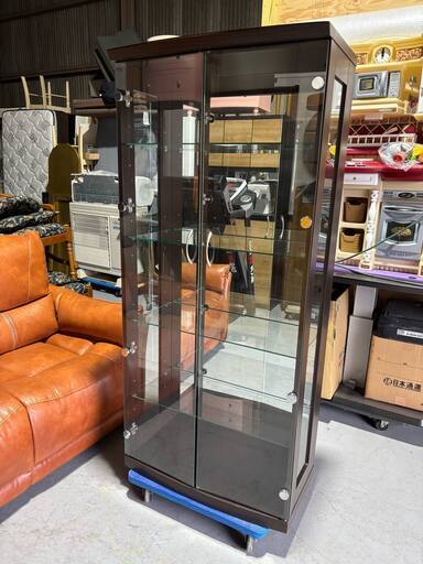 トシヤ モダン コレクションケース、ブラウン 3面ガラスミラー付幅70cm slide_2ed031f7-9500-4489-b2c1-