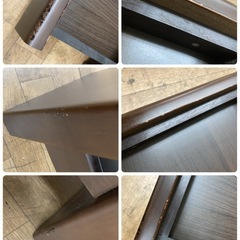 S281 ⭐ 引出し付きセンターテーブル 天然木 ブラウン 幅110cm USEDの画像