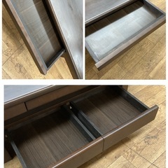 S281 ⭐ 引出し付きセンターテーブル 天然木 ブラウン 幅110cm USEDの画像