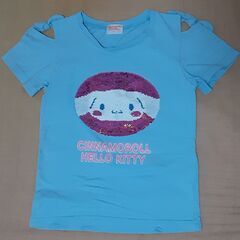 ♪ 美品♪　130㎝　ハローキティ・シナモン　リバーシブルスパンコール　Tシャツの画像