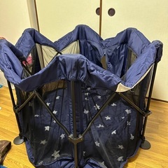 【美品】日本育児　洗えてたためるポータブルベビーサークル　ネイビ...
