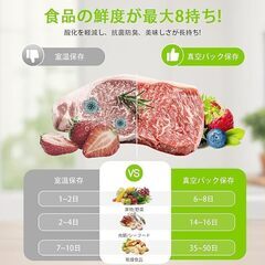 大特価⭐真空パック機 60Kpa強力脱気 乾湿両用フードシーラー 軽量コンパクトの画像