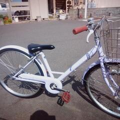 24インチ　パープル　女の子自転車.　LEDライト