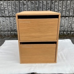 無印良品・木製収納ケース・引出式・２段・オーク材　2個セット Amazon｜無印良品 木製収納ケース・引出式・2段・ワイド・オーク材 約