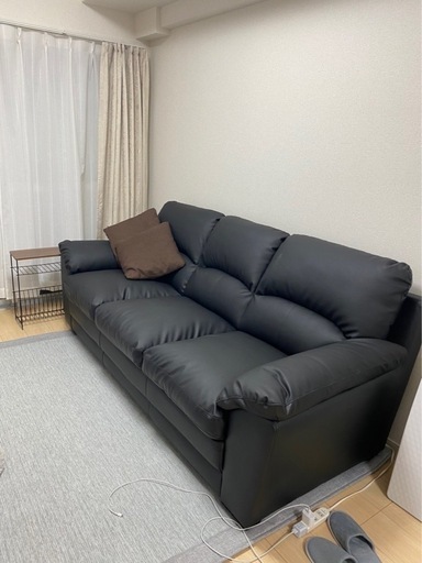 (早急)3人掛けソファ　レザー黒