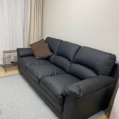 3人掛けソファ　レザー黒
