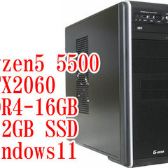 ゲーミングPC 新品Ryzen5 5500/16GB/RTX20...
